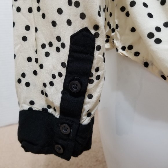 Maeve top 0 Bagatelle Button Down polka dot print long sleeve Anthropologie - Picture 12 of 16